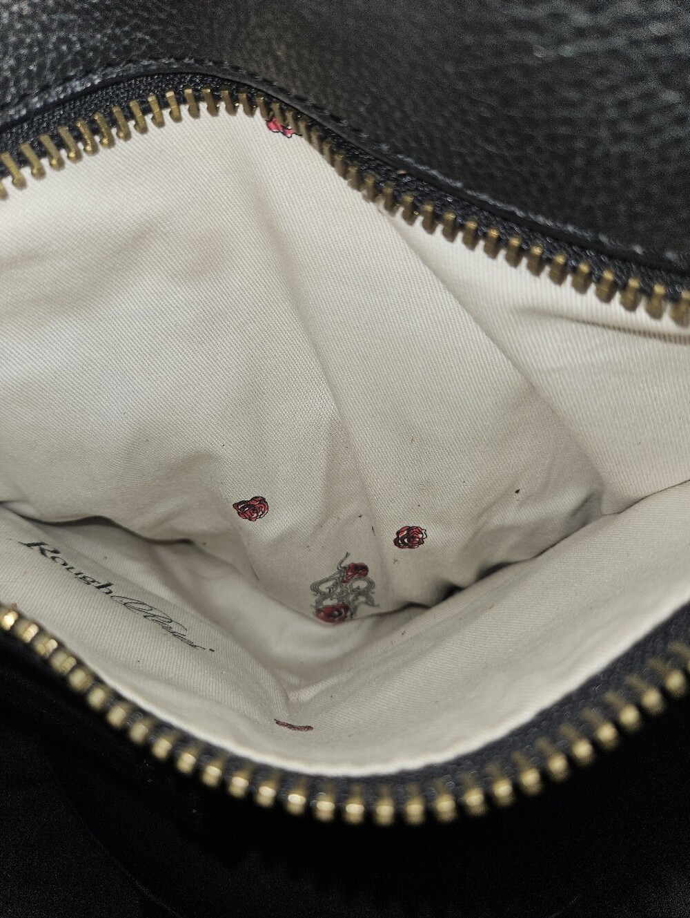 Rough Roses Multi Pocket Slouchy Leather Handbag- Black - Picture 10 of 11
